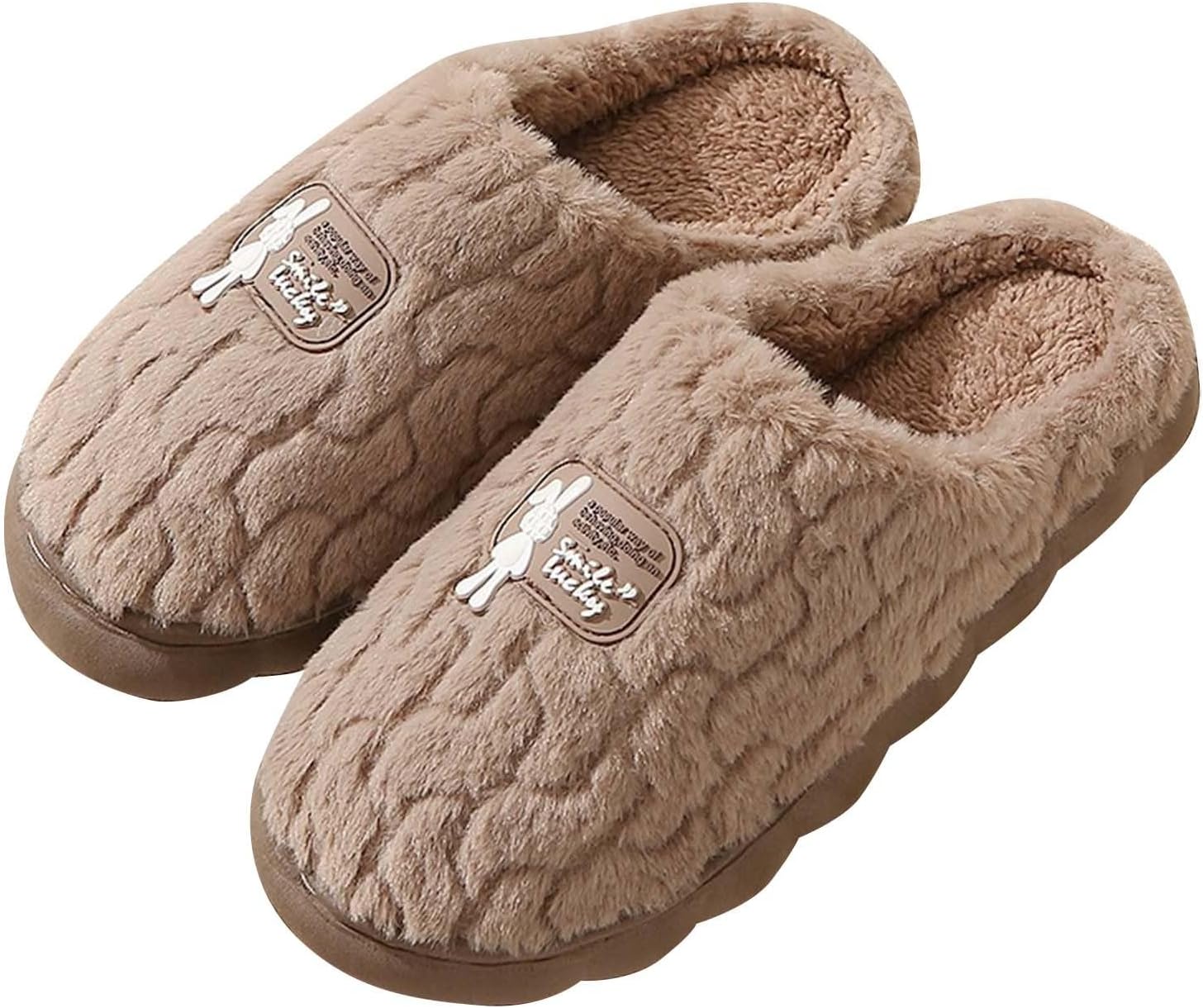 

Женские облегченные повседневные тапочки с прорезями, резиновая подошва, утолщенные, с теплой флисовой подкладкой, мягкие и удобные, тапочки-шлепанцы Generic, Coffee