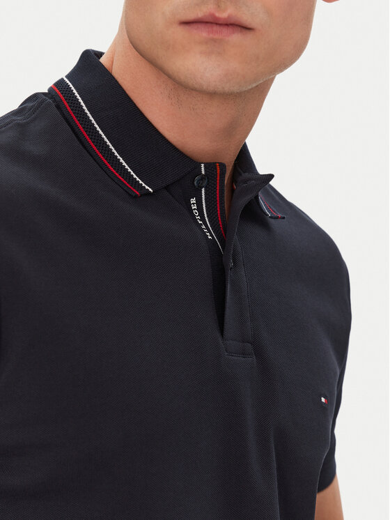 Рубашка поло стандартный крой Placket Interest MW0MW38459 Tommy Hilfiger, синий — фото 4