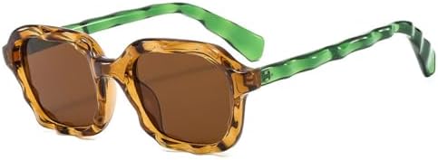 

Винтажные квадратные солнцезащитные очки необычной волнообразной формы для женщин, модные двухцветные очки с защитой от УФ-излучения UV400 для мужчин MTZJH, Tea Green Tea