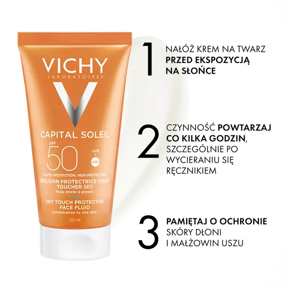 Крем для лица SPF50 VICHY Матирующий с фильтром для жирной и комбинированной кожи, Capital soleil — фото 3