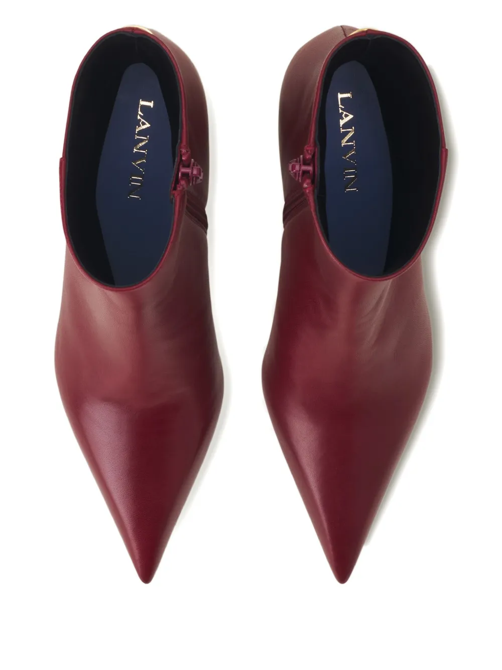 Ботильоны на скульптурном каблуке с заостренным носком Lanvin, красный — фото 4