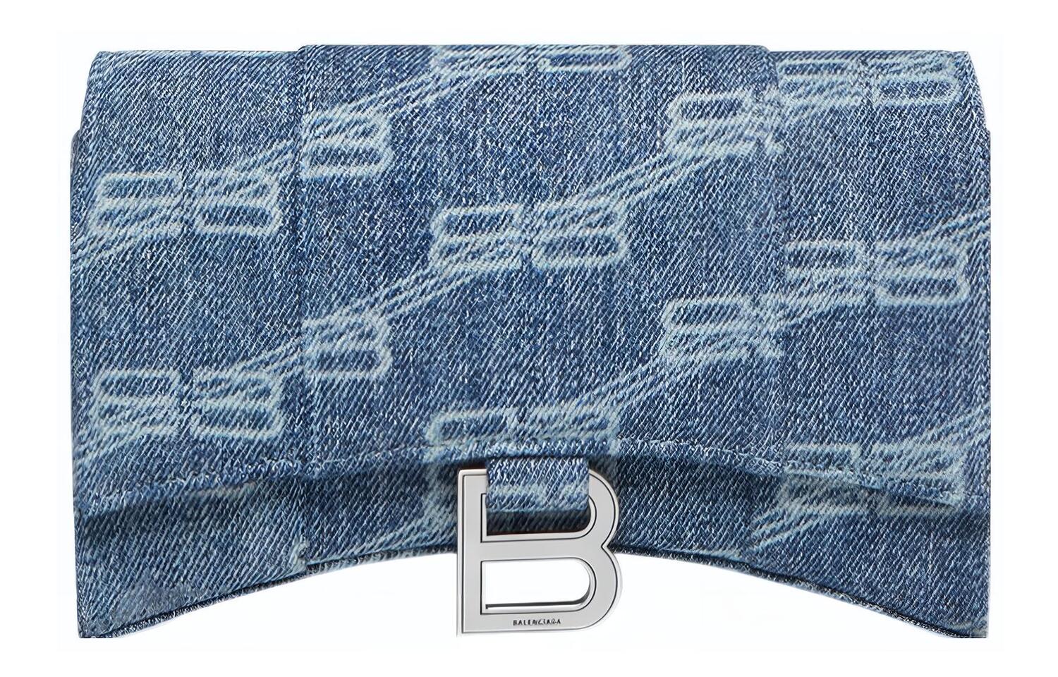 

Balenciaga Hourglass Cotton Hourglass Bag, женская сумка кроссбоди синяя