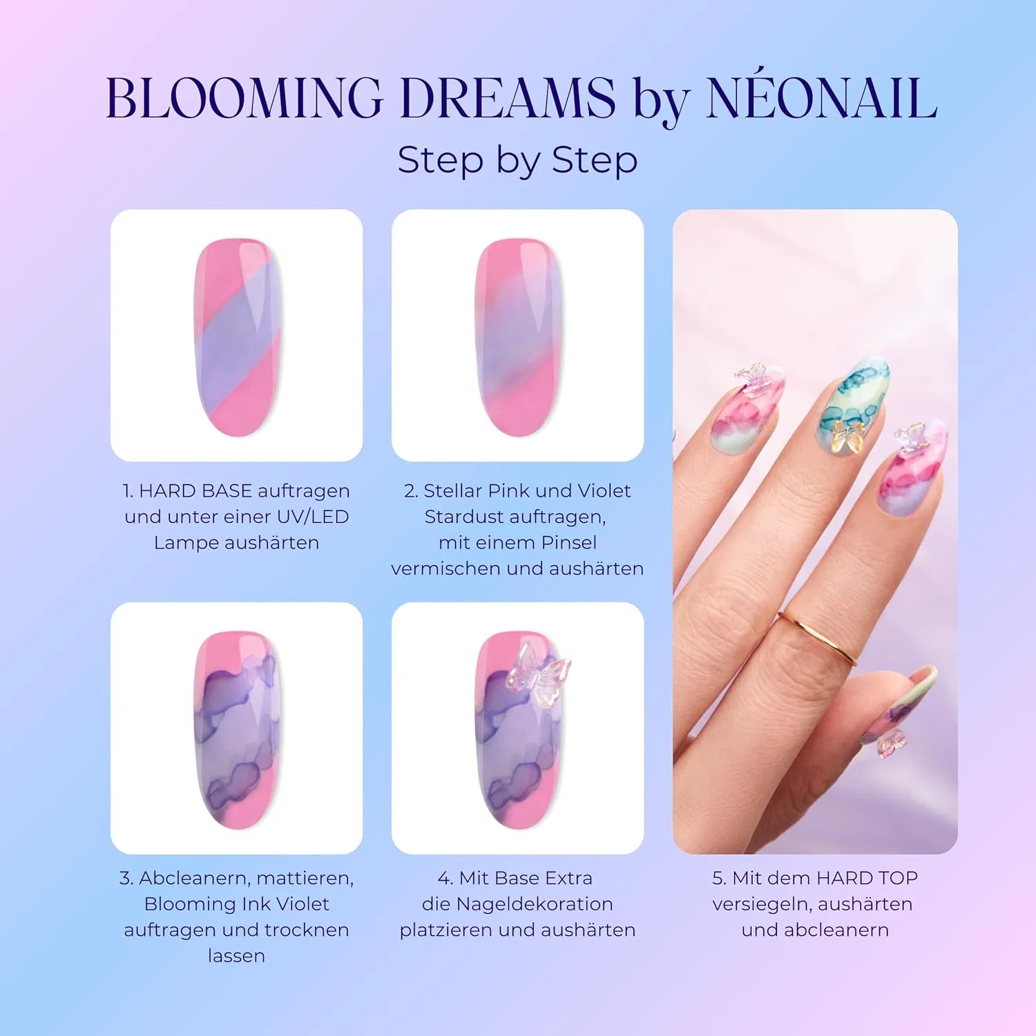 3D-бабочки NÉONAIL для дизайна ногтей, разноцветные Néonail, Butterflies 3D — фото 3