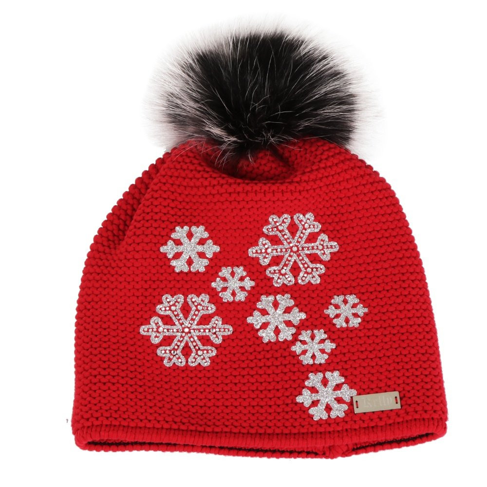 

Шапка-бини Kelly Powder с помпоном из натурального меха (женская), Red