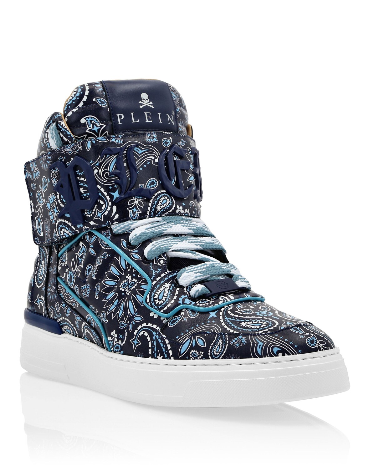 

Высокие кроссовки с узором пейсли Philipp Plein, темно-синий