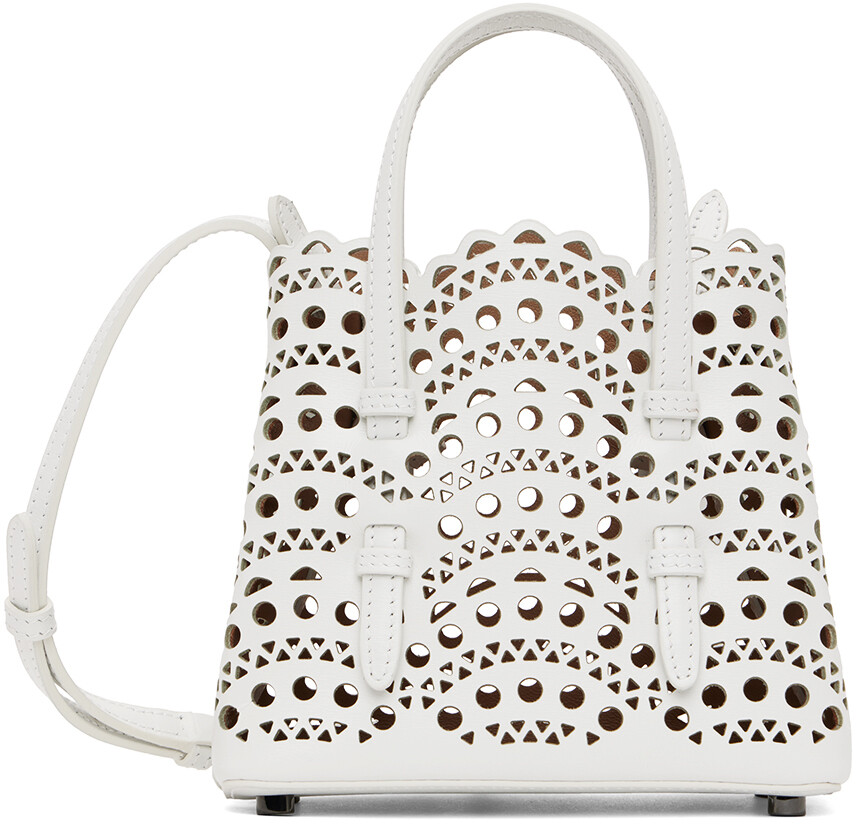 

Белая сумка Micro Mina 16, оптическая ALAÏA