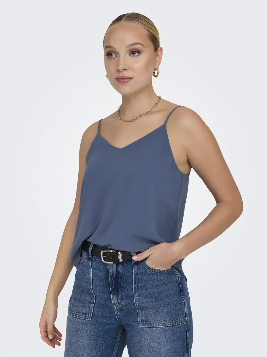 

Only топ-спагетти "ONLMOON SINGLET NOOS WVN", цвет Vintage Indigo
