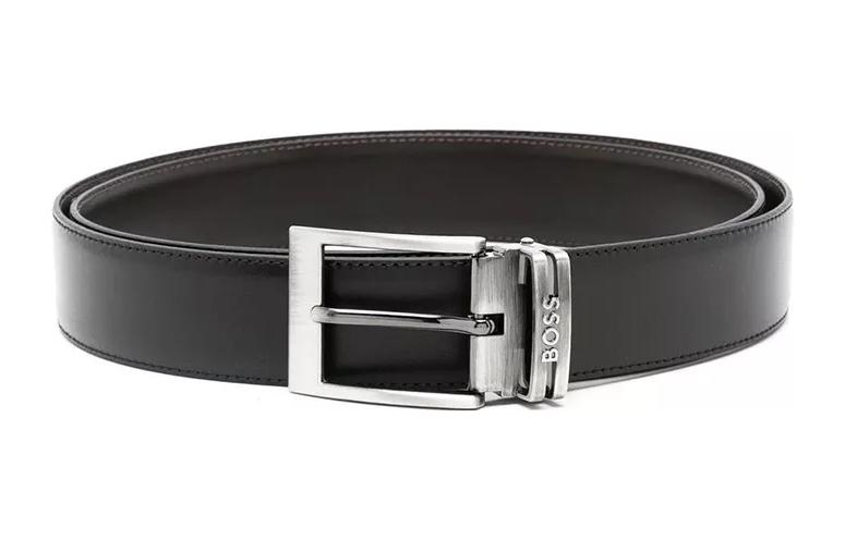 

HUGO BOSS Кожаный ремень с пряжкой для мужчин черный, Black