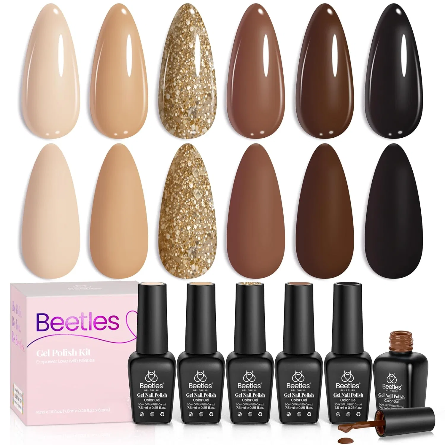 Набор гель-лаков для ногтей Beetles, 6 цветов Beetles Gel Polish