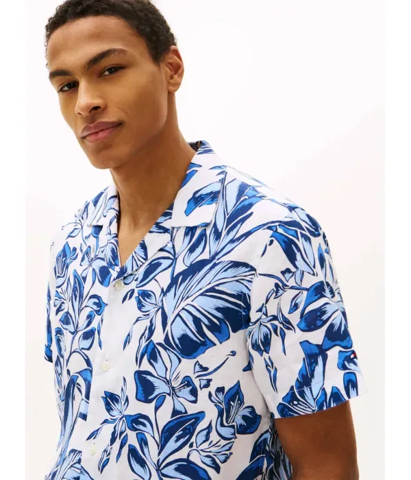 Льняная рубашка с цветочным узором regular fit Tommy Hilfiger, белый — фото 4