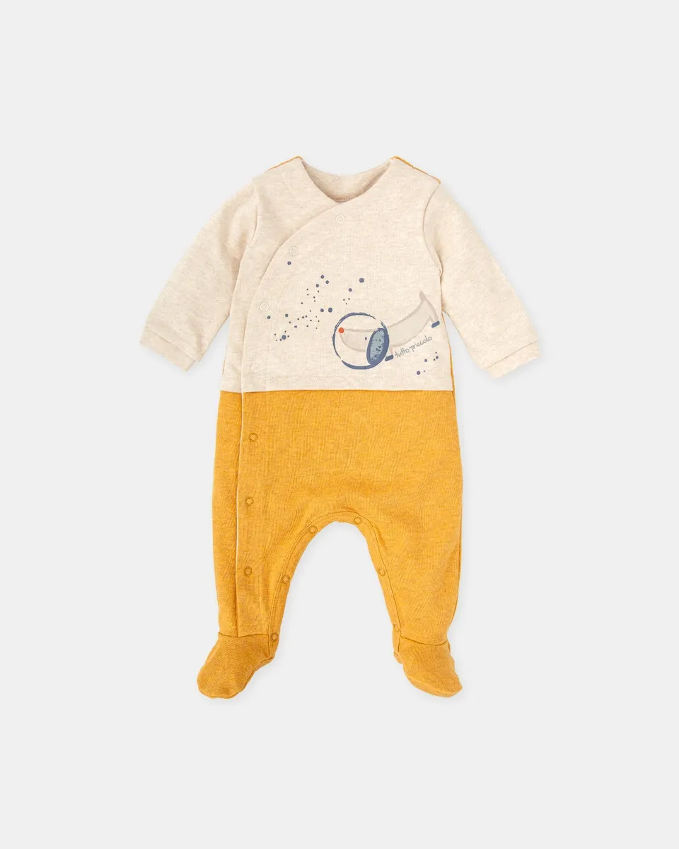 

Комбинезон с ножкой в виде маленькой собачки с горчичным цветом Tutto Piccolo