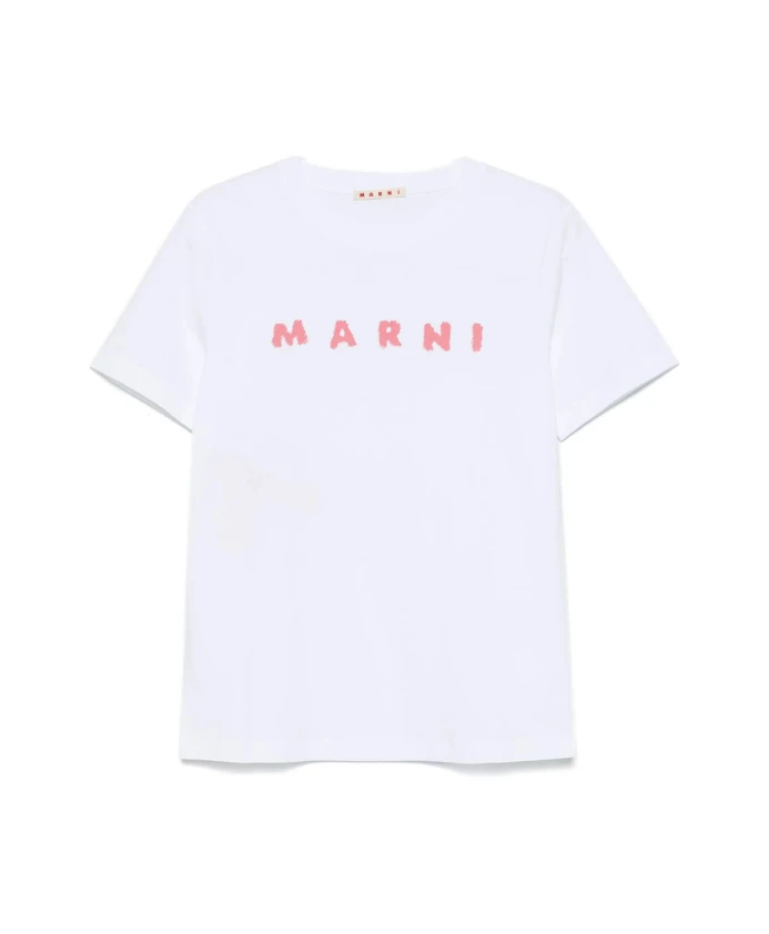 

Белая футболка с круглым вырезом и короткими рукавами Marni, белый