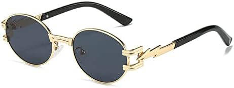 

Маленькие овальные солнцезащитные очки в стиле панк для женщин, прозрачные линзы с градиентом цвета океана, солнцезащитные очки UV400 для мужчин, металлические дужки MTZJH, Golden Black