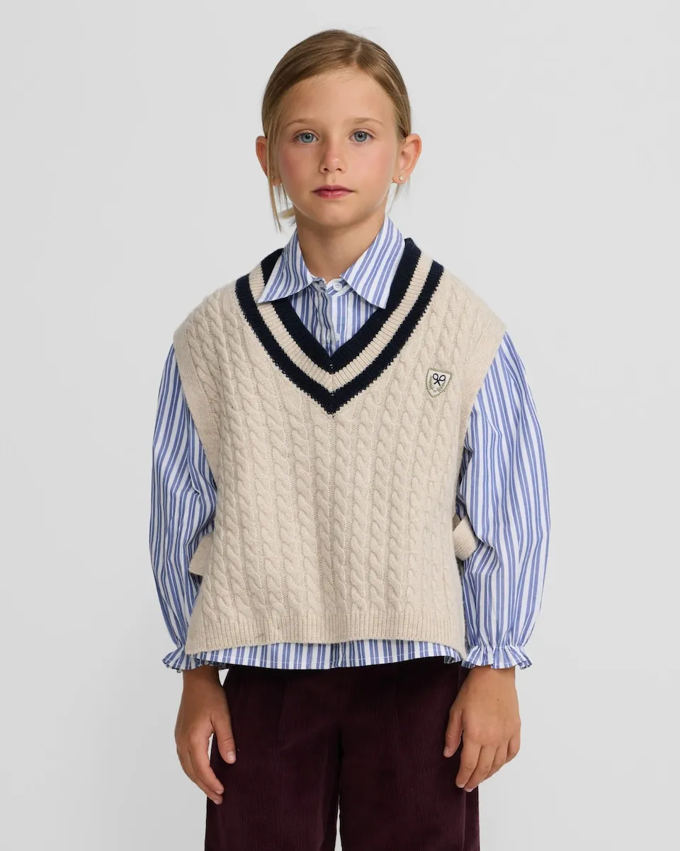 

Женский вязаный жилет для колледжа в экрю Silbon, светло-бежевый