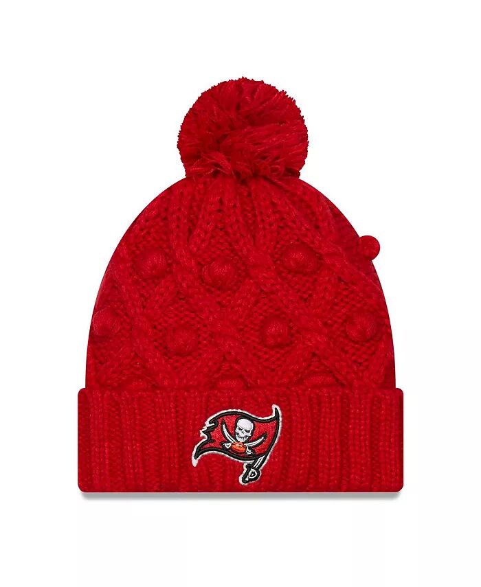 

Женская красная шапка Tampa Bay Buccaneers Toasty Cuffed Knit с помпоном New Era