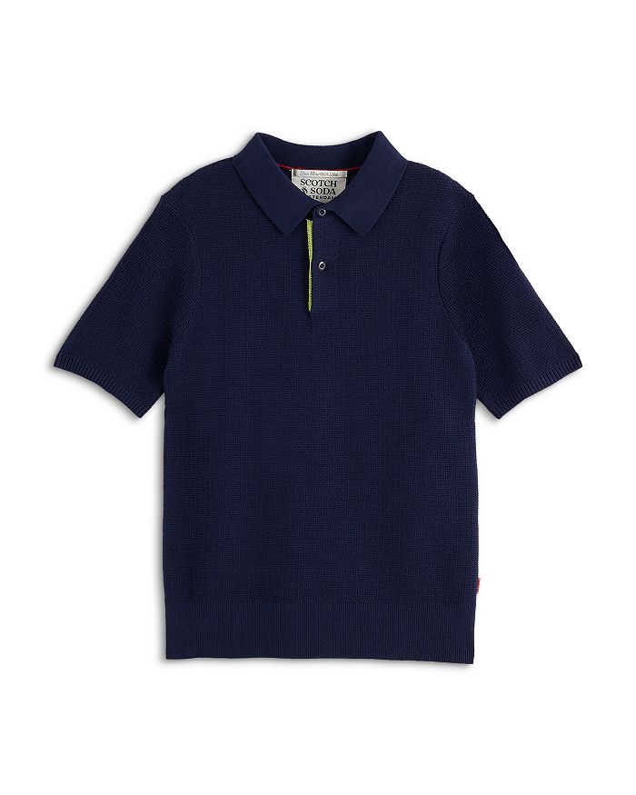 

Детский вязаный поло с рельефной вязкой - для малышей и школьников Scotch & Soda, синий