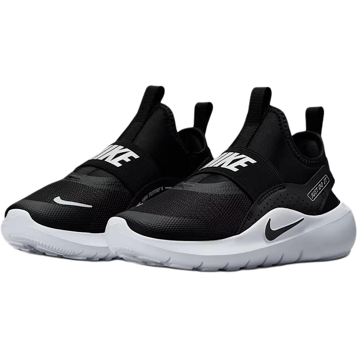 Nike Flex Runner 4 устойчивые к истиранию низкие детские беговые кроссовки Black White для детей 3-7 лет — фото 4