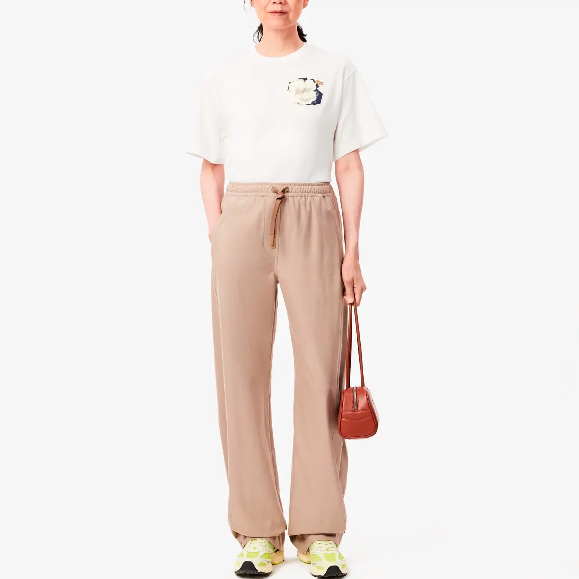 Женские повседневные брюки LACOSTE, бежевые — фото 4