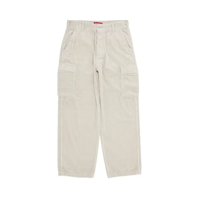 Вельветовые брюки-карго Supreme Wide Wale, цвет «Stone», кремовый