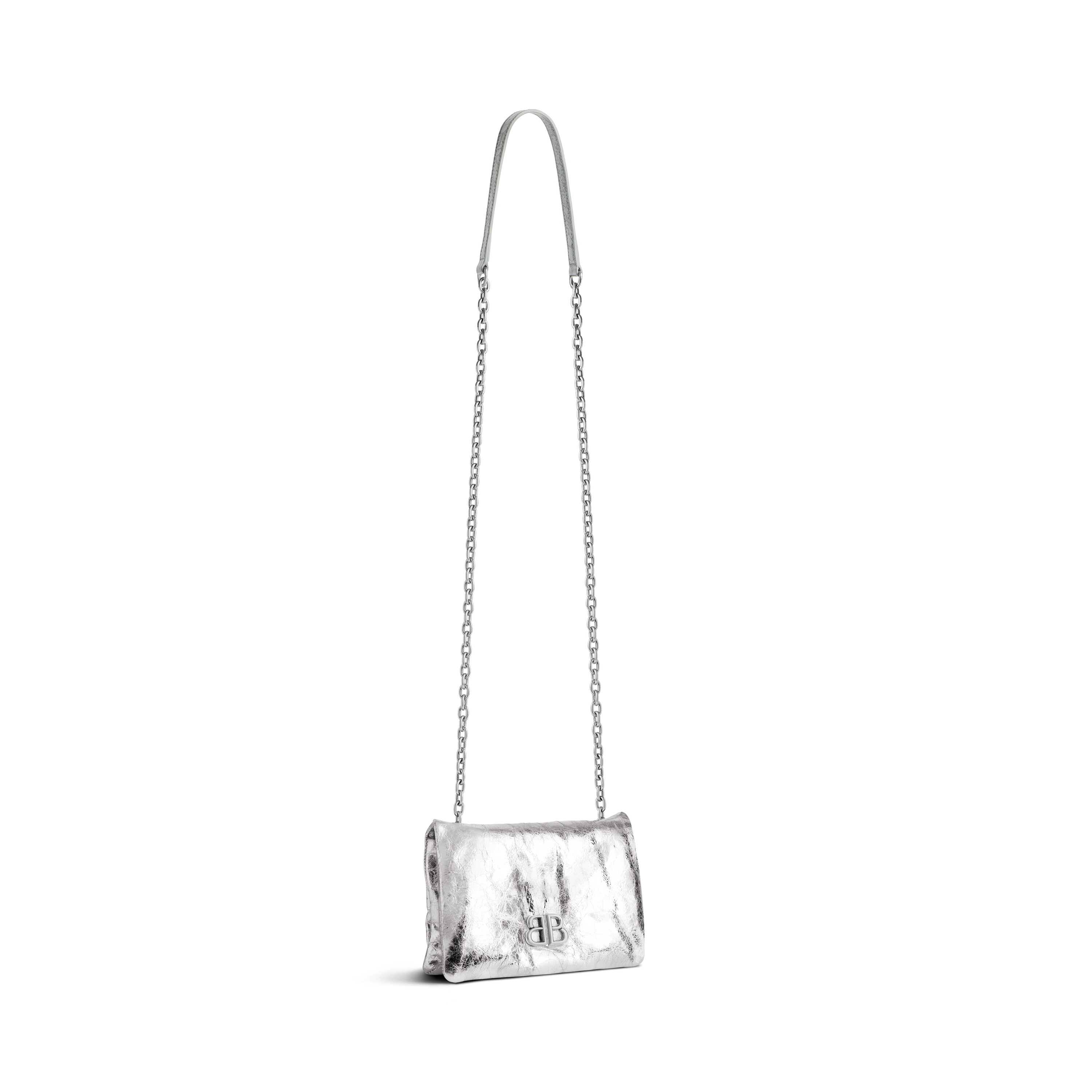 

Сумка Monaco Nano металлизированная BALENCIAGA, серебряный