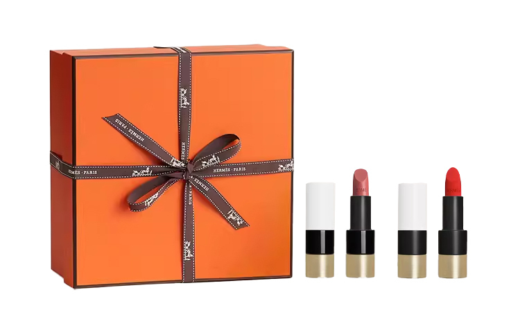 Two Tone Lipstick Box Makeup Sets, легко растушевывается HERMES, satin lipstick #21 + satin lipstick #75 — фото 2