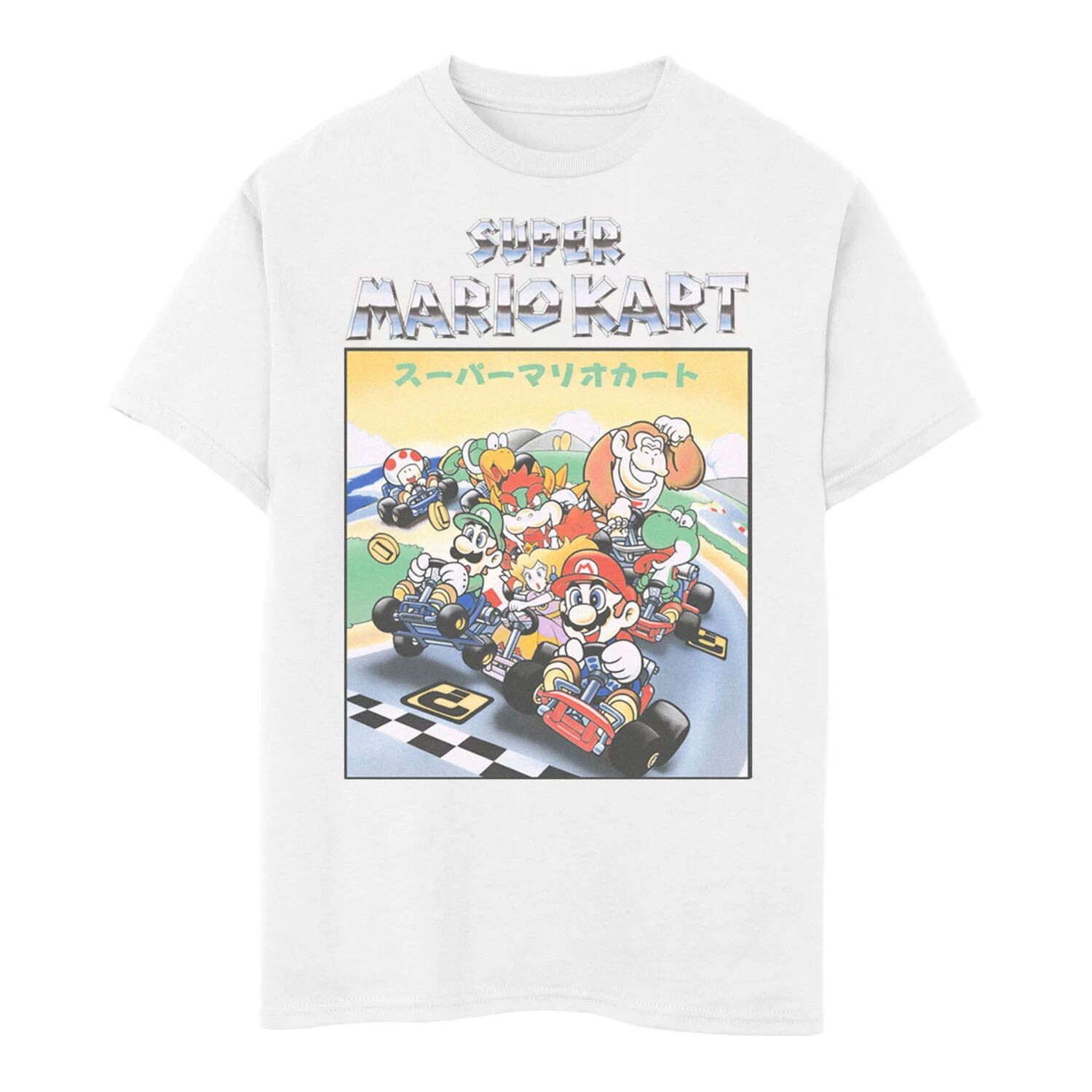 

Легкая футболка с графическим рисунком Nintendo Super Mario Kart Retro Racers для мальчиков 8–20 лет Licensed Character