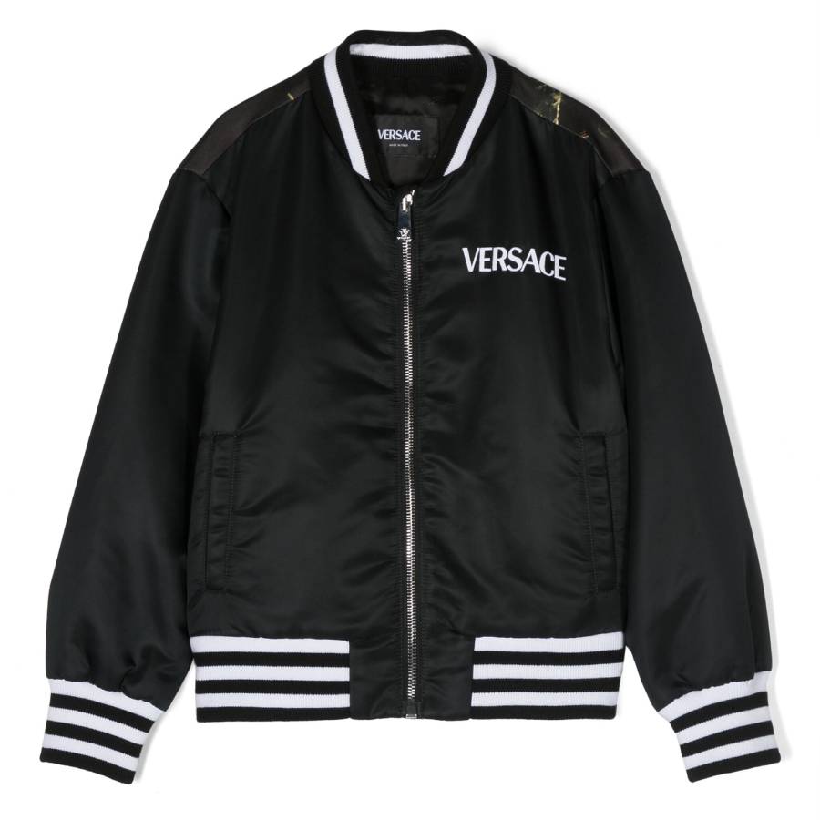 

Детская куртка-бомбер Versace Kids с графическим принтом City Lights Young Versace, черный
