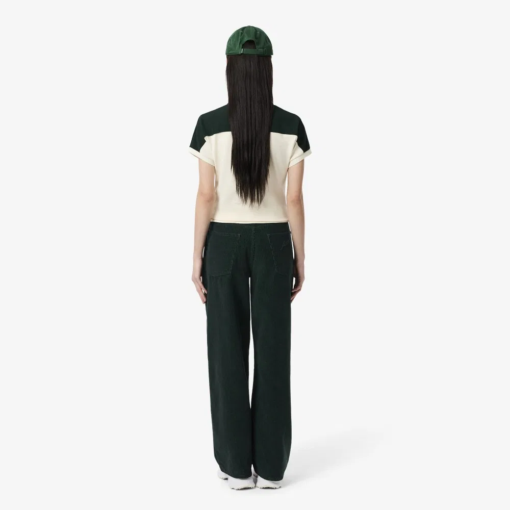 Брюки Lacoste вельветовые широкие, тёмно-зелёные — фото 4