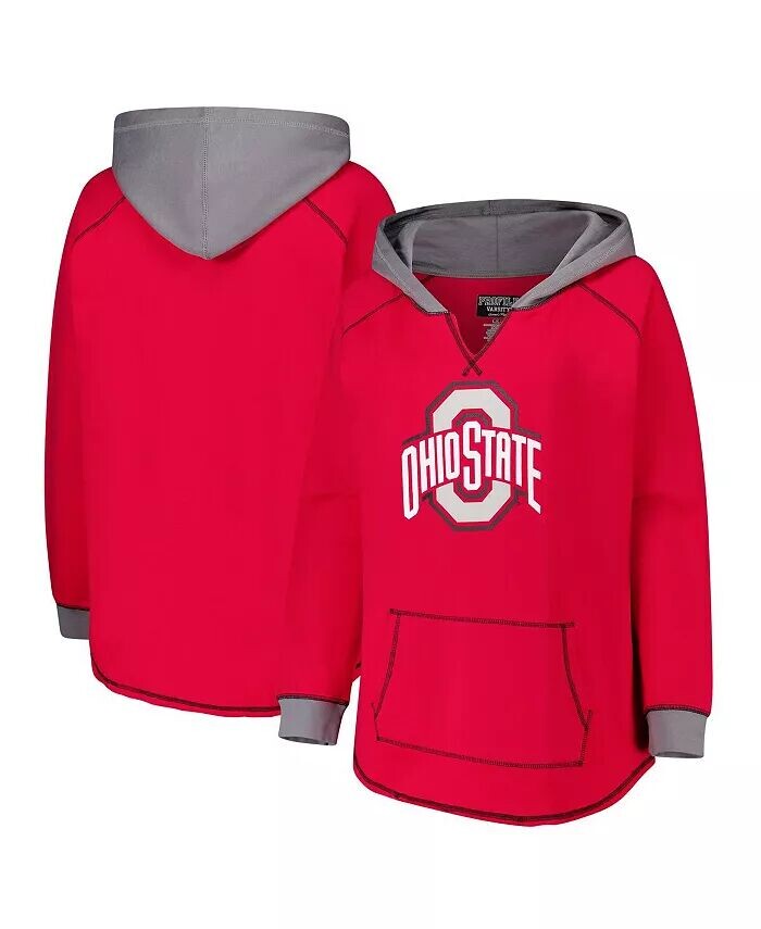 

Женская толстовка-пуловер с капюшоном Scarlet Ohio State Buckeyes Plus Size Boom Fanatics