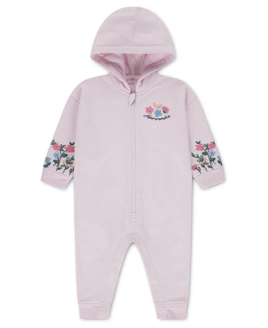 Детский комбинезон с цветочным принтом и капюшоном для девочек Abercrombie Kids, розовый