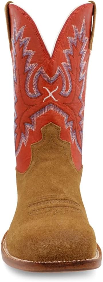 Ковбойские сапоги Twisted X Men's Tech X с широким квадратным носком - Mxtl001, Roughout Tan & Cherry — фото 4