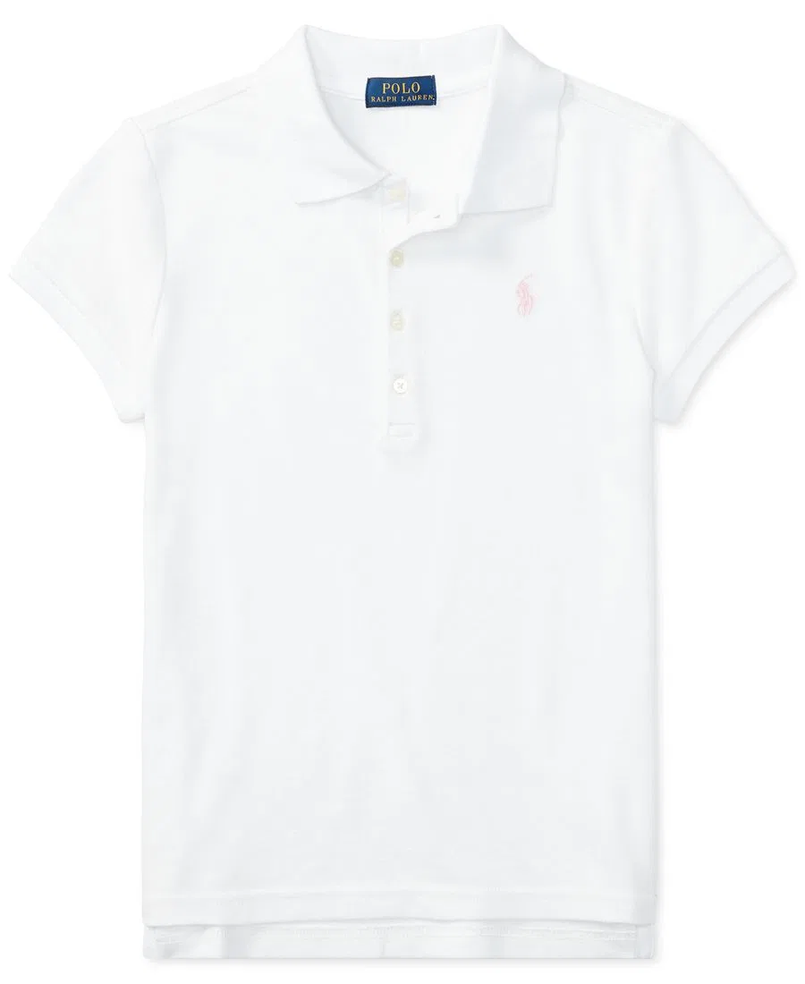 Сетчатые поло для малышек, девочек младшего и старшего возраста Polo Ralph Lauren, белый — фото 4