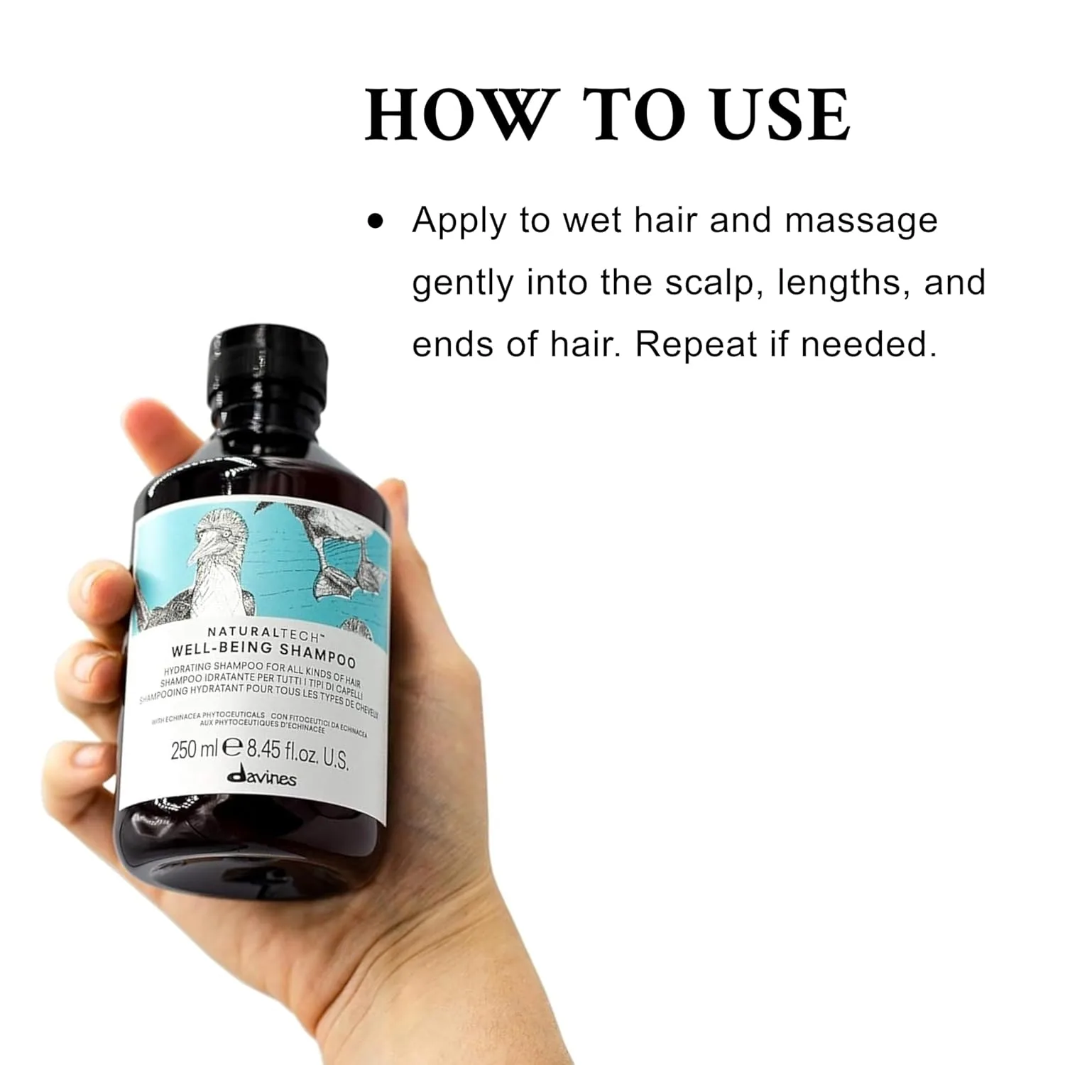 Шампунь Davines Naturaltech Wellbeing, мягкое очищение и увлажнение для всех типов волос - с фитоцеутической добавкой эхинацеи - ежедневное очищающее средство для здоровья кожи головы, 240 мл. — фото 4