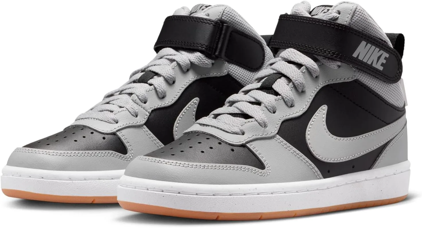 Кроссовки Nike Kids' Court Borough Mid 2, черный/серый/белый/коричневый — фото 2