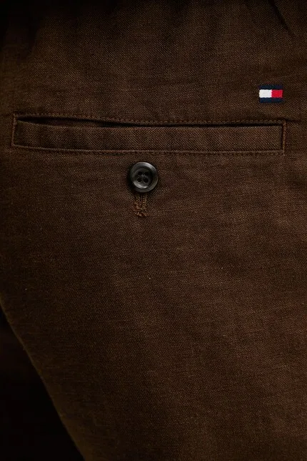 Шорты с льном Tommy Hilfiger, коричневый — фото 4