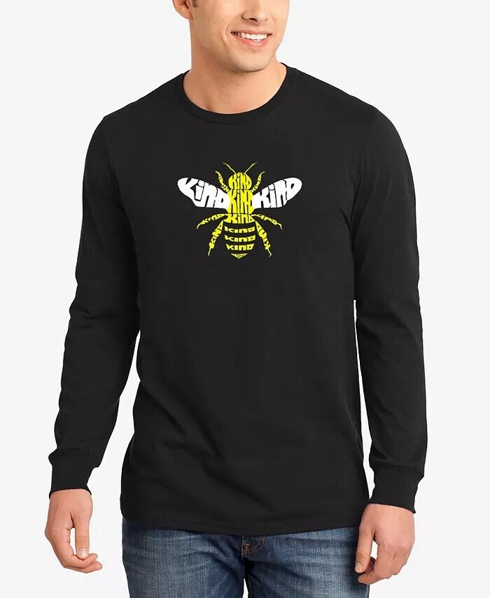 

Футболка мужская Bee Kind Word Art с длинными рукавами LA Pop Art, черный