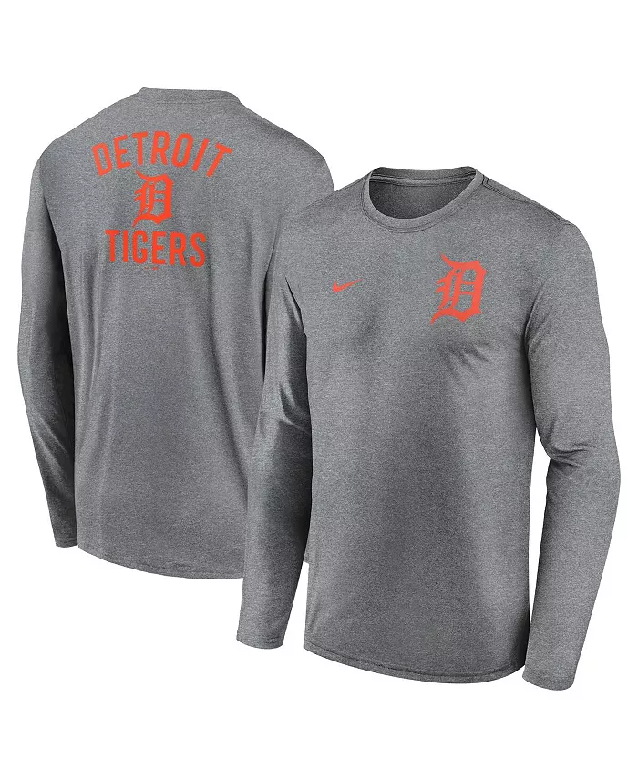 

Мужская футболка с длинным рукавом Heather Charcoal Detroit Tigers 2-Hit Legend Performance Nike