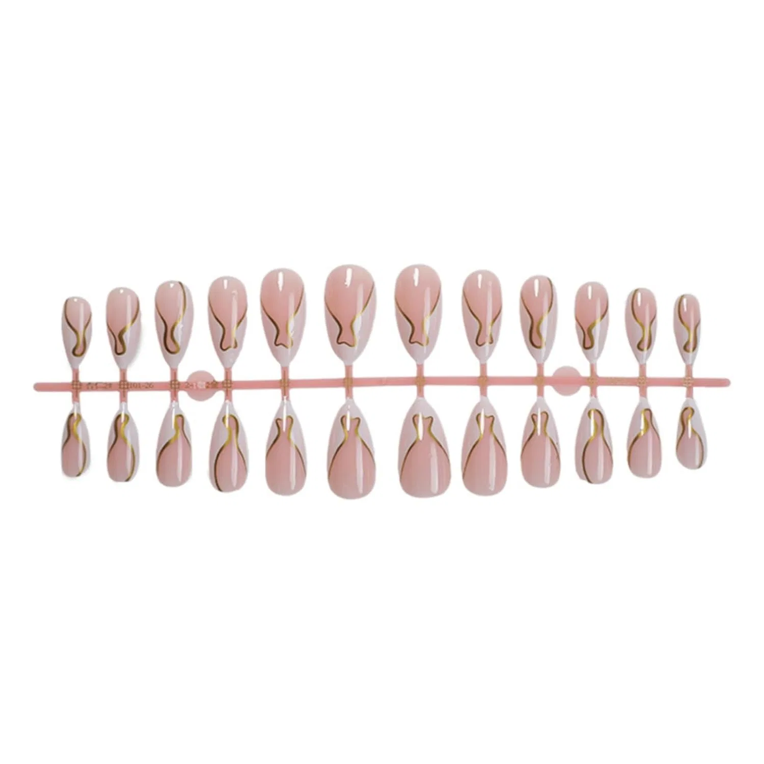 Накладные ногти миндалевидные с белыми и золотыми французскими кончиками Bahjkasd