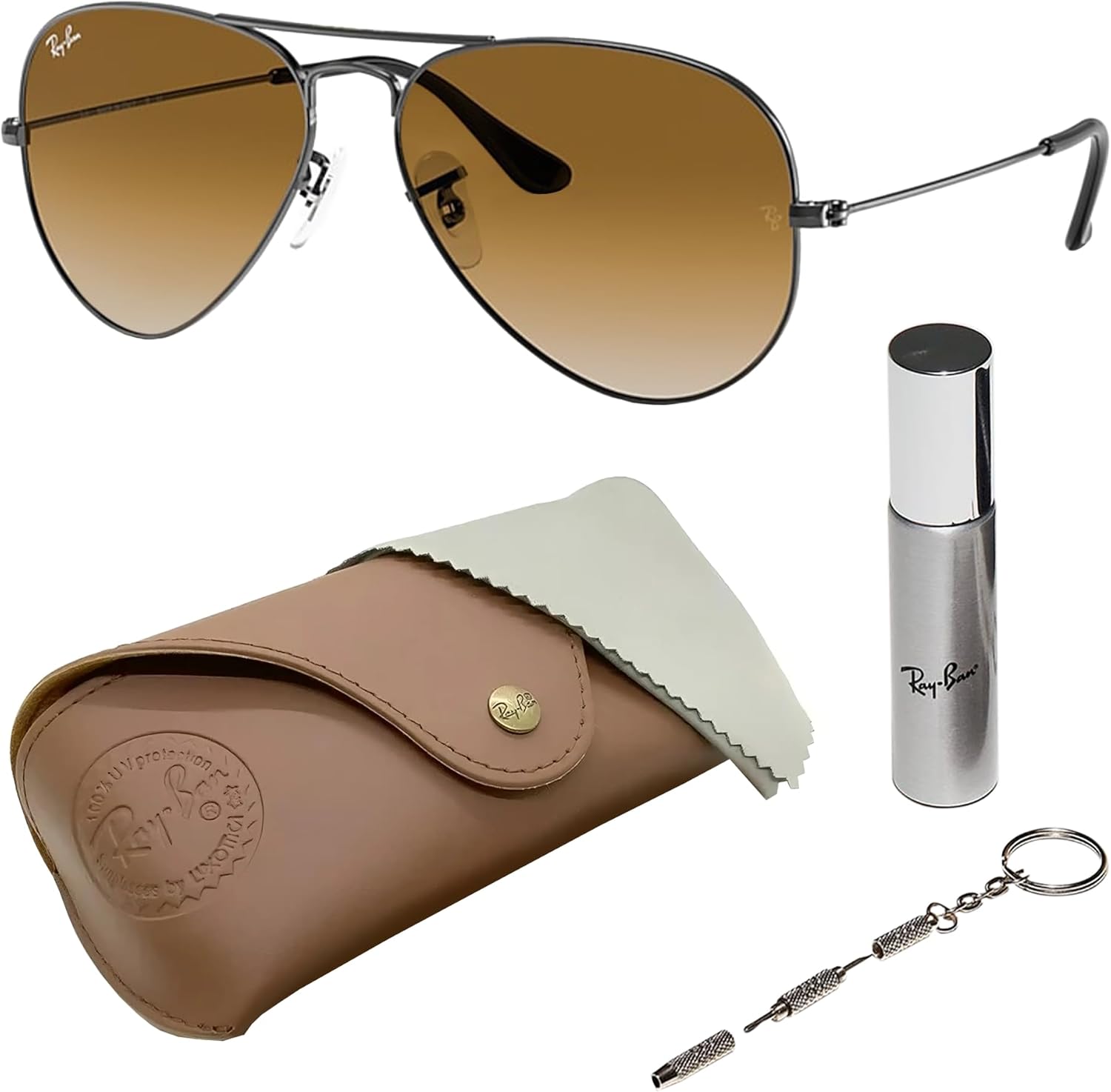 

Солнцезащитные очки Ray-Ban RB3025 AVIATOR GRADIENT в форме «пилот» для мужчин и женщин, в комплекте с официальным набором очков RAYBAN, Polished Gunmetal Frame | Light Brown Gradient Lens