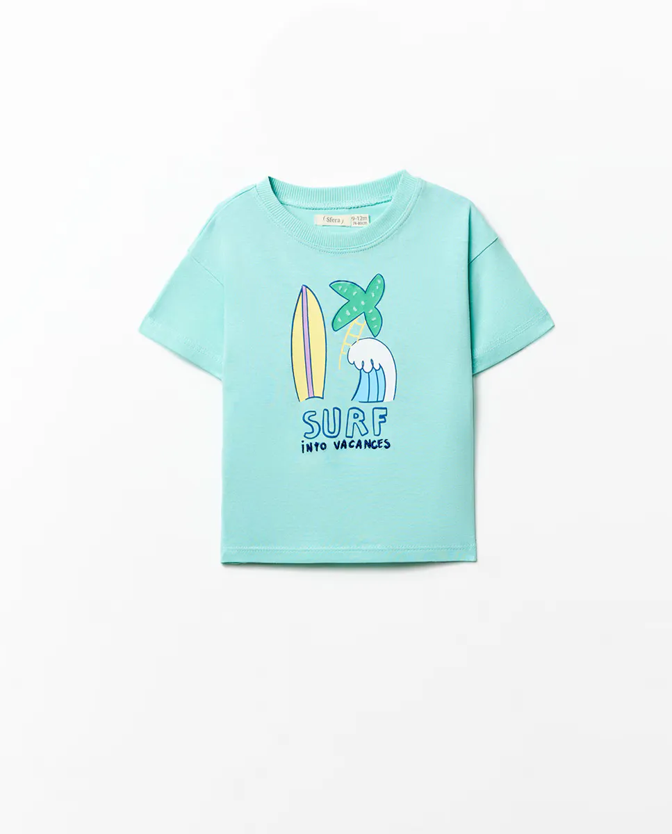 

Футболка с надписью «Surf beach» Sfera, бирюзовый