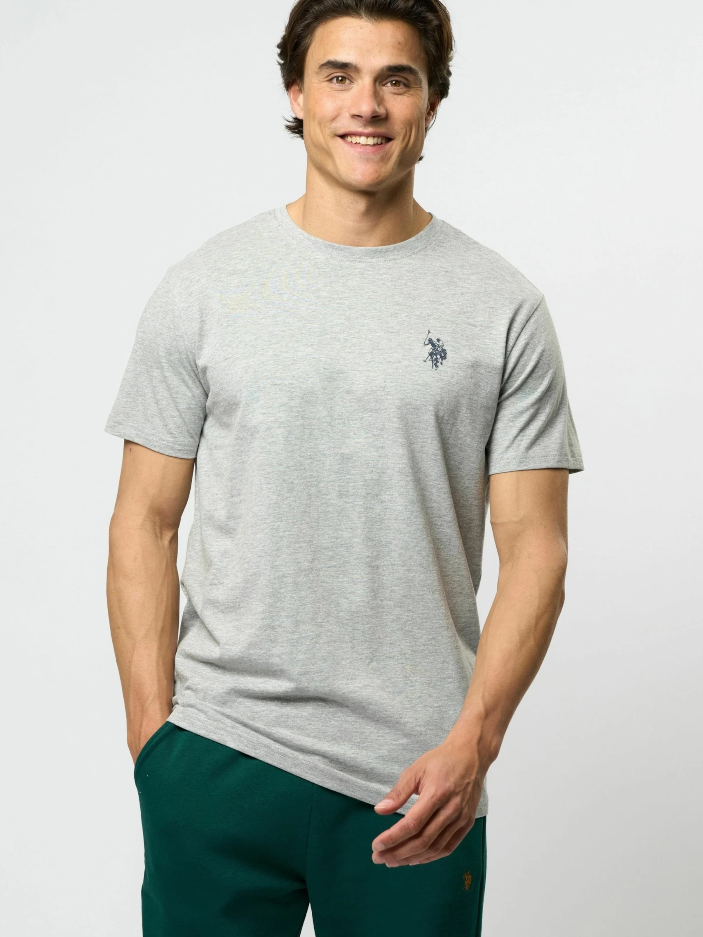 U.S. POLO ASSN. Футболка 'UMBetil' в крапчатом серо-белом цвете — фото 3