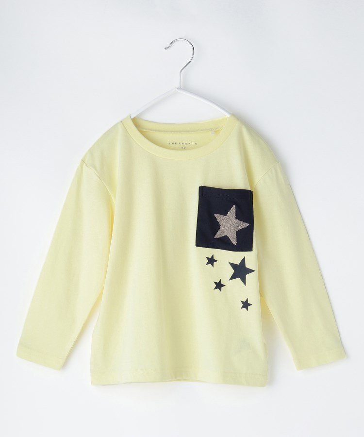 Футболка с длинным рукавом Star Sagara Pocket / Можно стирать в машине THE SHOP TK, Yellow(531)