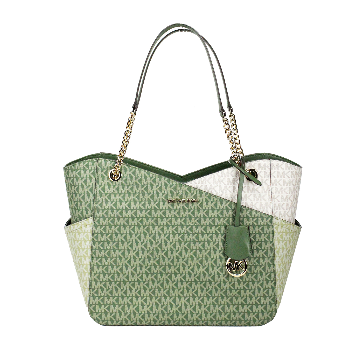 

Сумка-тоут через плечо Jet Set Large Fern Green X Cross Chain Michael Kors