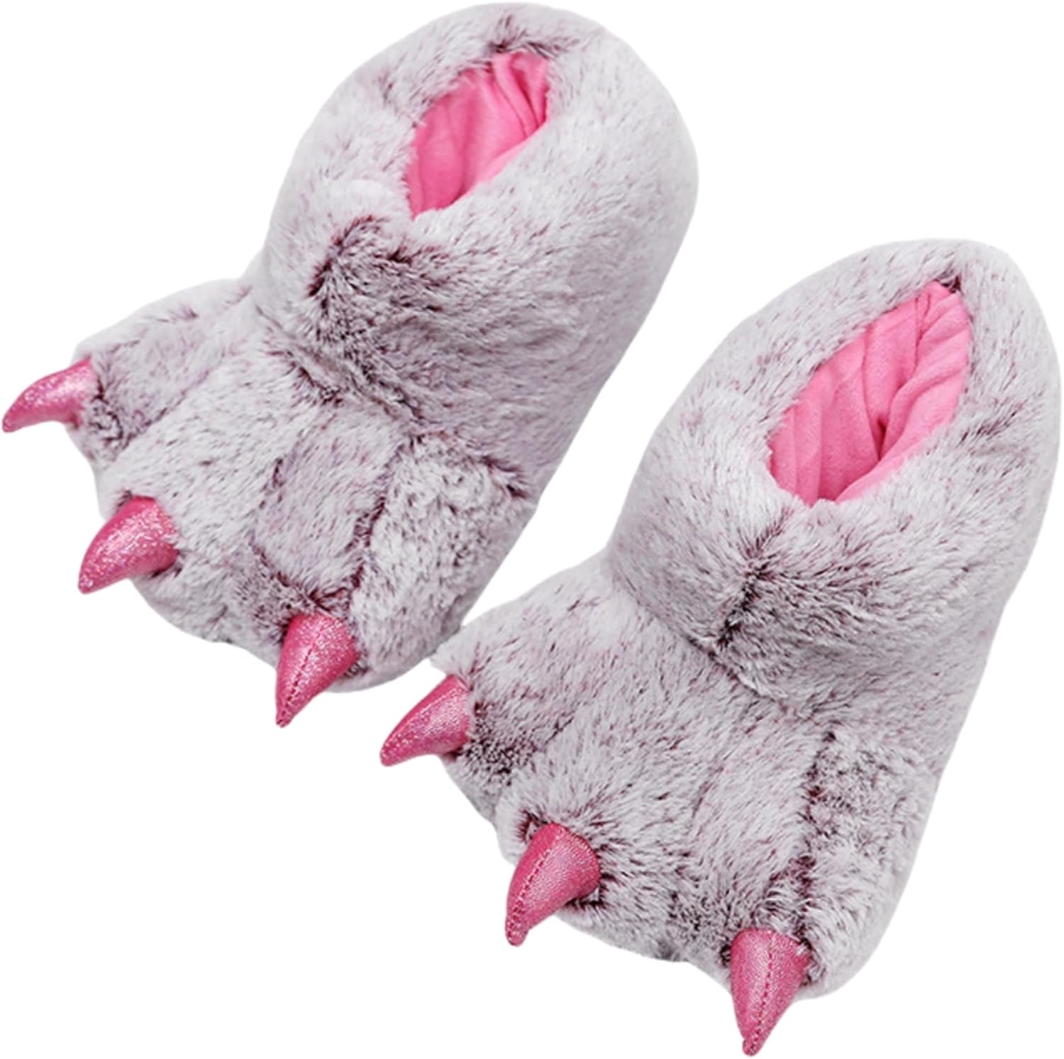 

Тапочки с лапой динозавра/животного - забавные тапочки с медвежьей лапой, удобные, теплые, с памятью формы для мужчин и женщин - плюшевые Lryaoan, серый