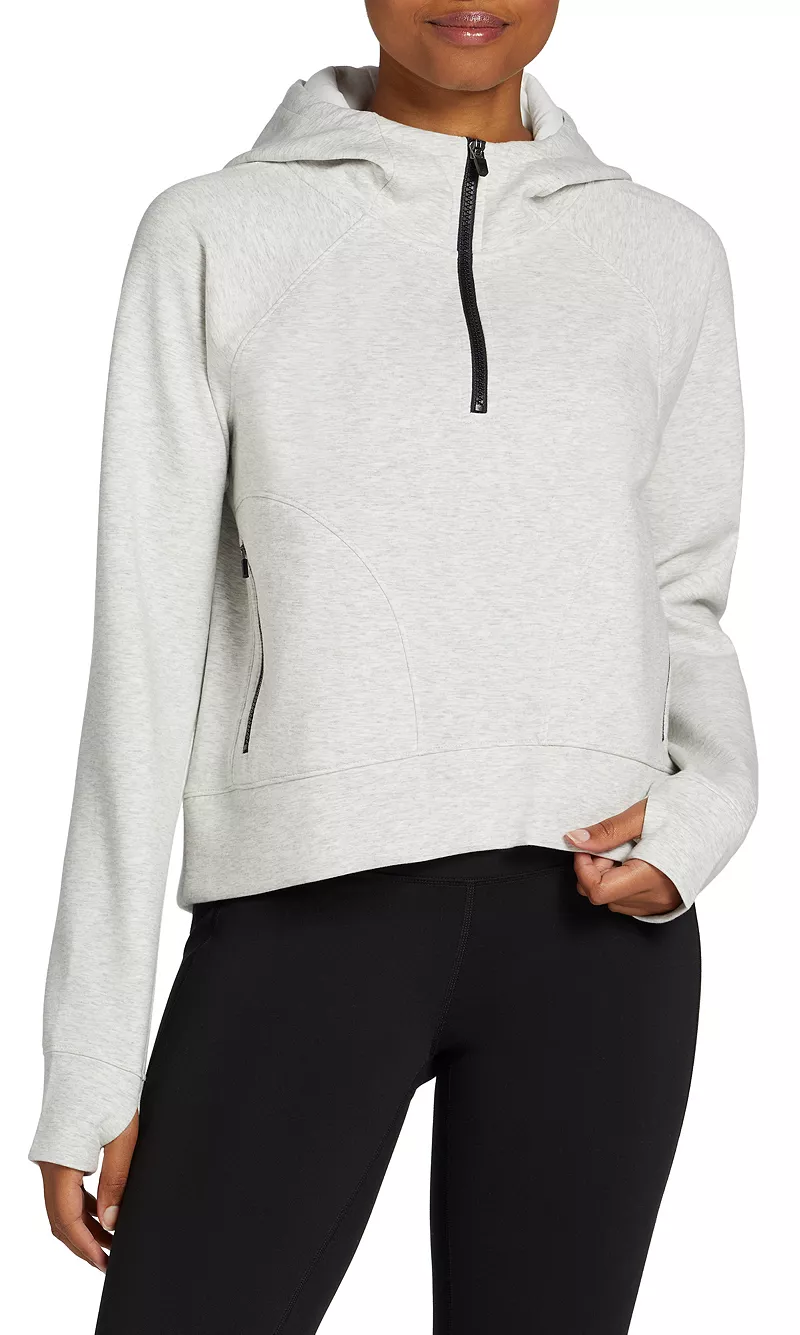 

Женская спортивная флисовая худи DSG на молнии 1/4, цвет Light Heather Grey