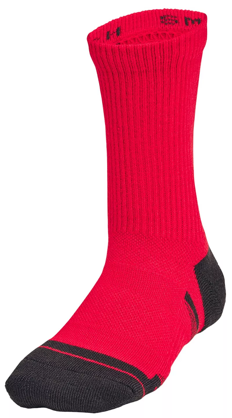 

Носки Under Armour Youth Performance Tech Crew — 6 шт, красный/серый