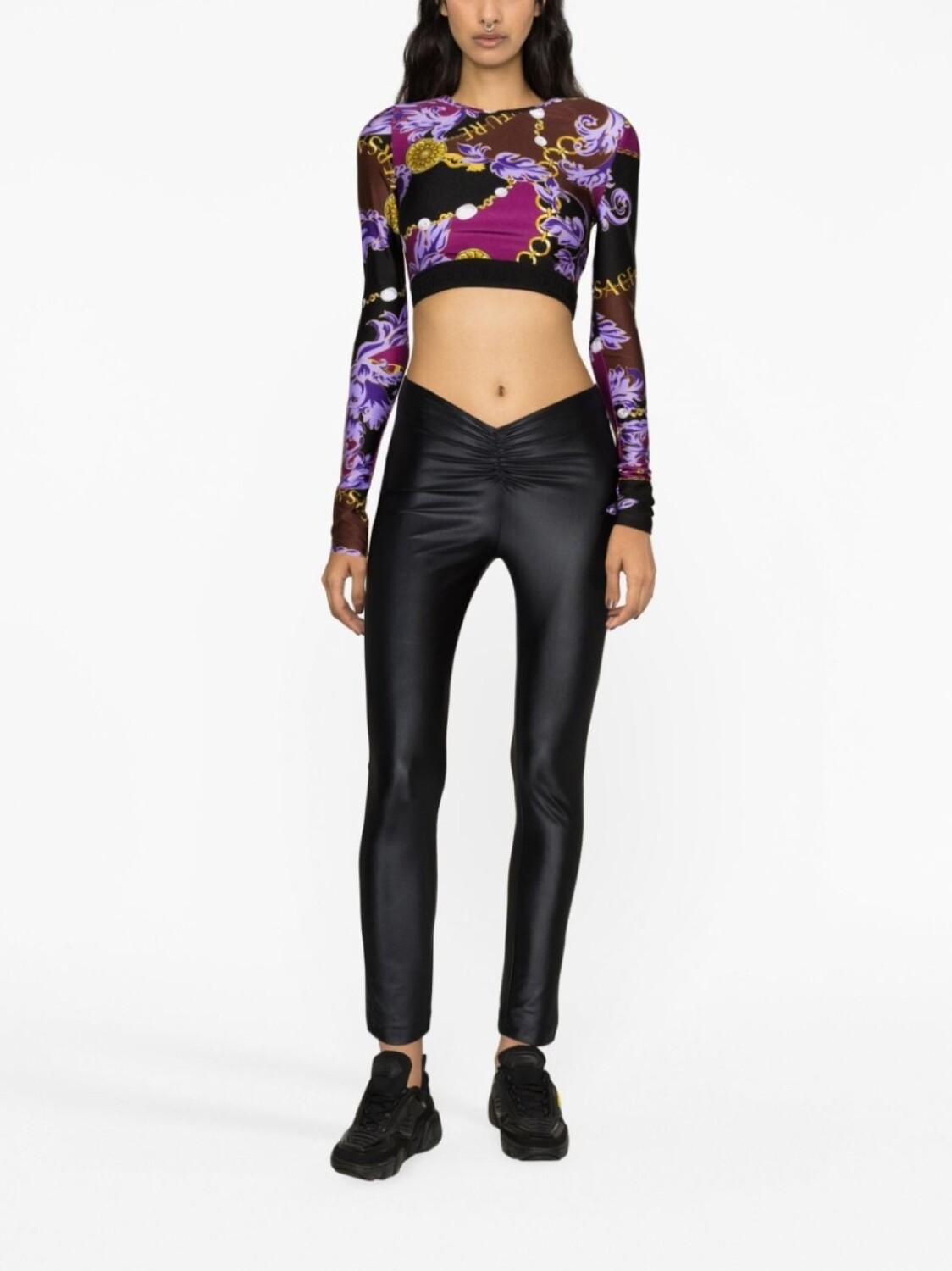 

Укороченный топ с принтом Barocco Versace Jeans Couture, черный