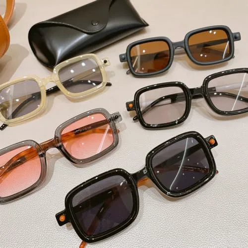 

Модные винтажные солнцезащитные очки 2026 года, маленькие квадратные, для женщин, стильные, для путешествий, ретро, ​​для вождения MTZJH, Clear Gray Pink