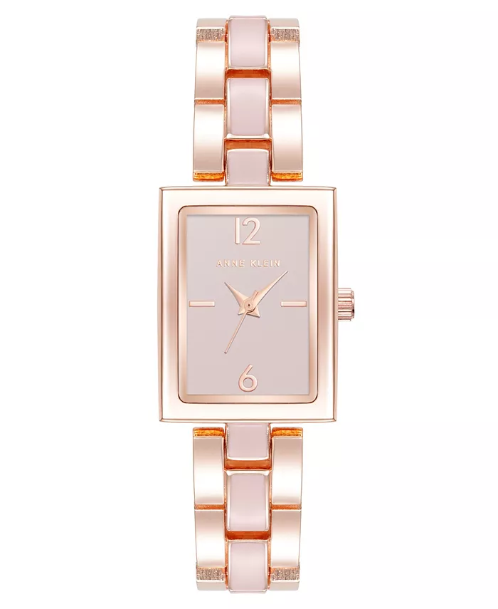 

Женские часы Quartz Modern Rectangular с розовым эмалевым циферблатом и корпусом из розового золота, 21.5 мм Anne Klein