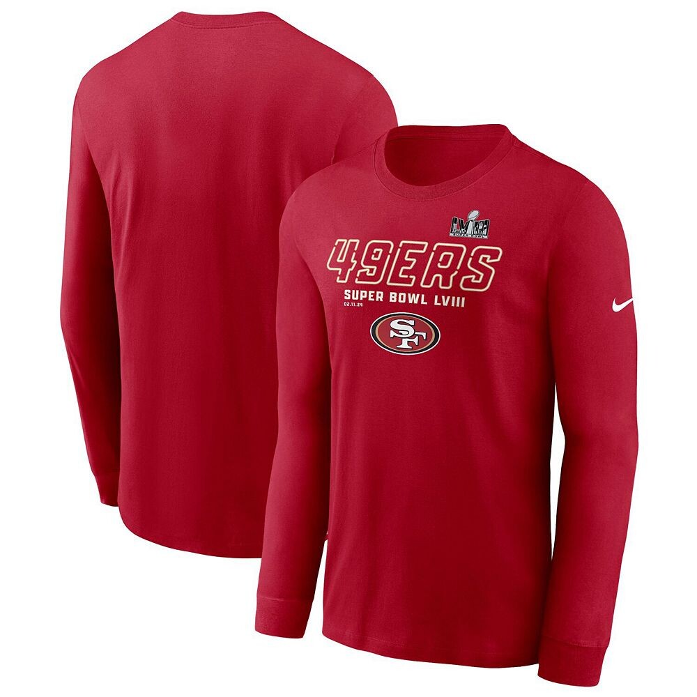 

Мужская футболка с длинным рукавом Nike Scarlet San Francisco 49ers Super Bowl LVIII Iconic, красный